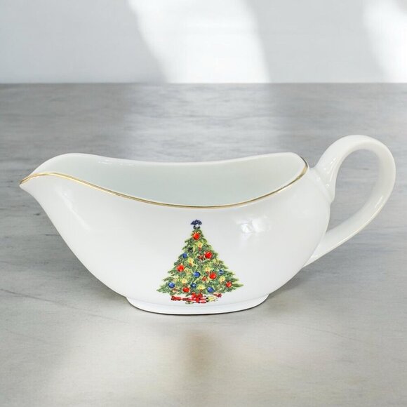 Sea Gull Fine China Jian Shiang Christmas Tree Gravy Boat Saucer Boat Porcelain - Picture 2 of 14
